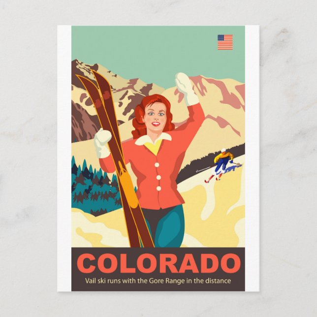 Colorado Ski Flicka Vykort (Framsida)