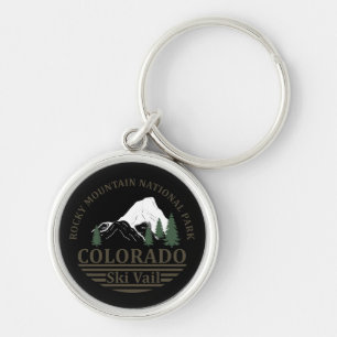 Colorado ski in vail rund silverfärgad nyckelring