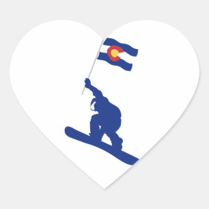 Colorado Snowboard Flagga Hjärtformat Klistermärke