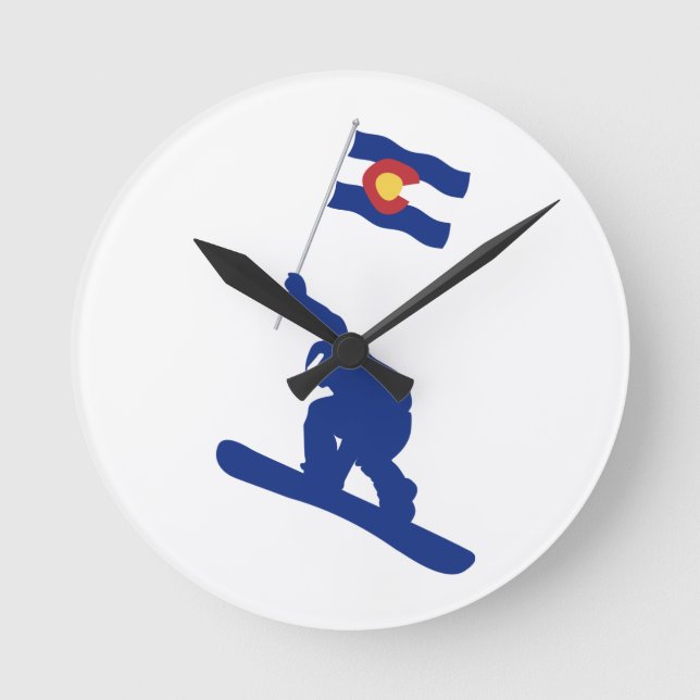 Colorado Snowboard Flagga Rund Klocka (Framsida)