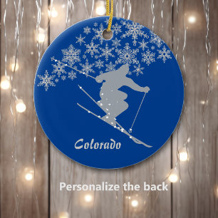 Colorado Snowflake Skier Personlig Julgransprydnad Keramik
