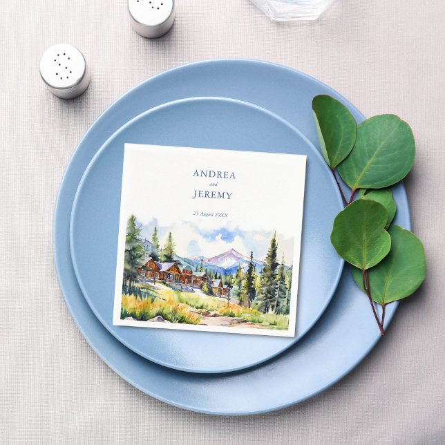 Colorado sommarlandskap i bergsbyn pappersservett (Breckenridge Colorado  Mountain village summer scenery landscape customized Napkins wedding decor )