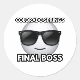 Colorado Springs Final Boss Cool Emoji Sticker Runt Klistermärke