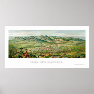 Colorado Springs panorama- karta för CO - 1890 Poster