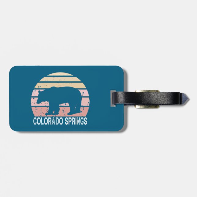 Colorado Springs Retro Bear Bagagebricka (Baksida Vågrät)