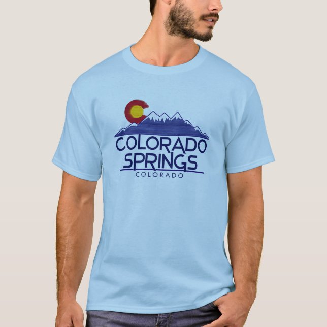 Colorado Springs wood mountains shirt T (Framsida)
