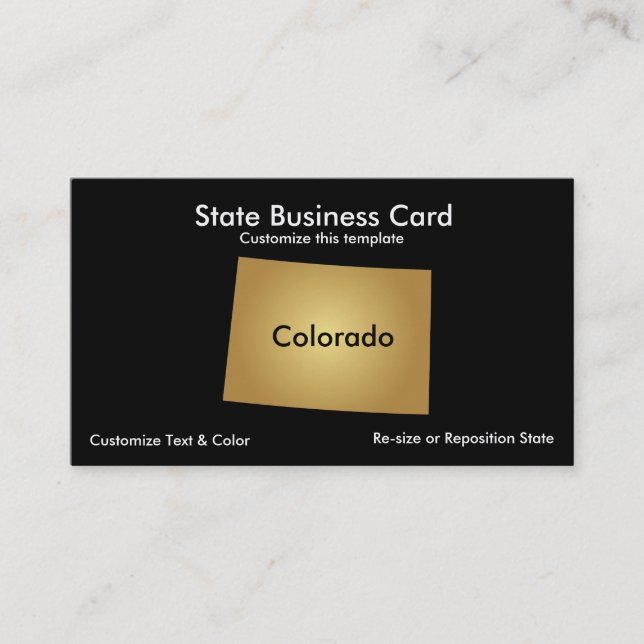 Colorado State Affärskort Metalliskt Guld Visitkort (Framsida)