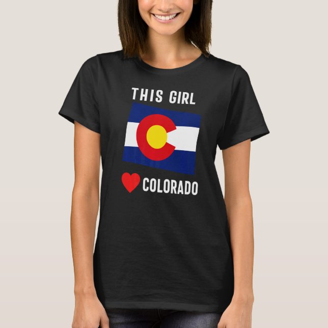 Colorado State Denver Flagga Souvenir Mountain Vin T Shirt (Framsida)