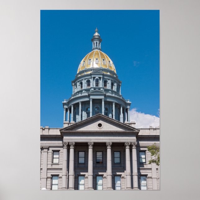 Colorado State Huvudstad Dome och Portico Poster (Framsidan)