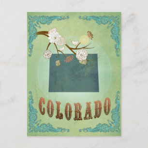 Colorado State Karta - Grönt Vykort