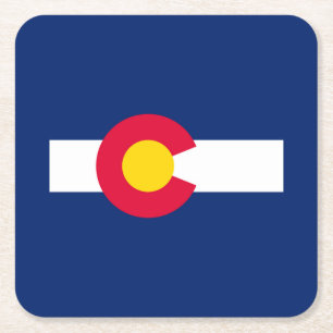 Colorado Statlig flagga Design Underlägg Papper Kvadrat