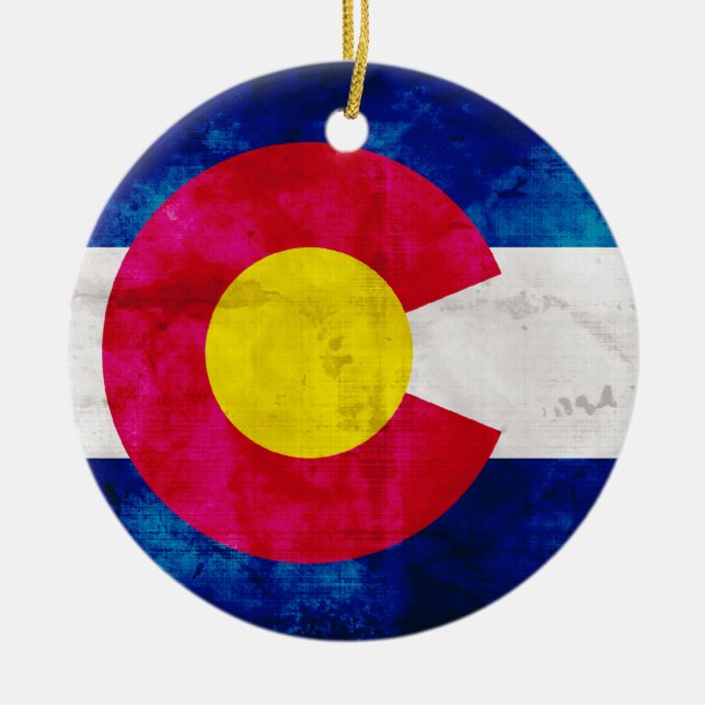 Colorado Statlig flagga Julgransprydnad Keramik (Framsidan)