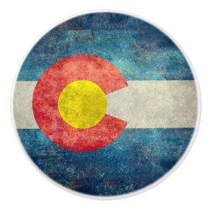 Colorado statlig flagga med retro grungy look för knopp