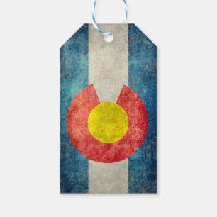 Colorado statlig flagga med retro grungy look för presentetikett