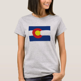 Colorado statlig flagga- och kartadamer t-shirt