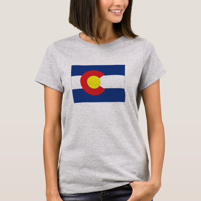 Colorado statlig flagga- och kartadamer tröja (Framsida)