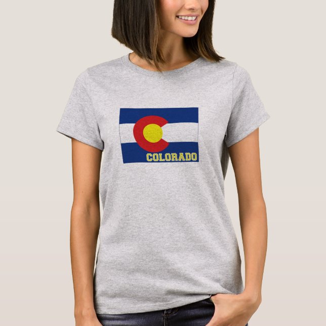 Colorado statlig flagga- och kartakvinnor tee (Framsida)
