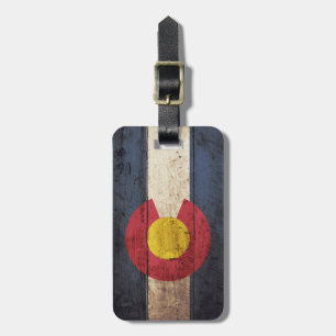 Colorado statlig flagga på gammalt Wood korn Bagagebricka