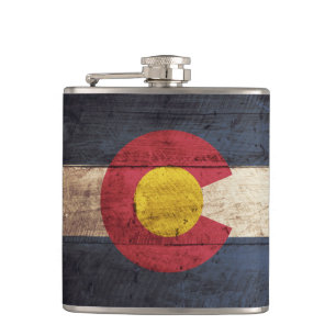 Colorado statlig flagga på gammalt Wood korn Fickplunta