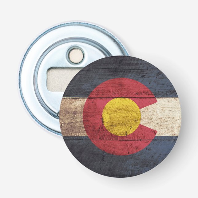 Colorado statlig flagga på gammalt Wood korn Flasköppnare (Framsidan)