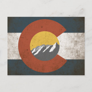 Colorado Statlig flagga PostCard Grunge Mountains Vykort