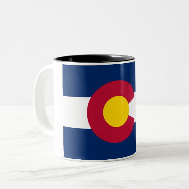 Colorado Statlig flagga tvåtonskaffe Mugg (Framsida vänster)