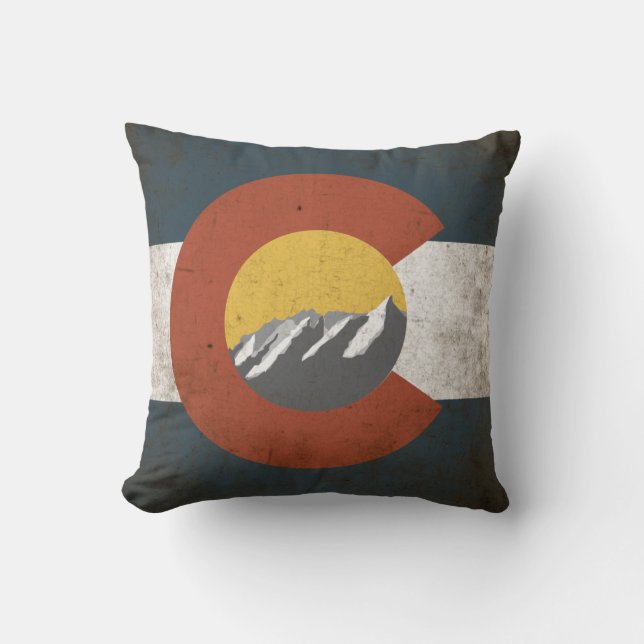 Colorado statsflagga, Grunge, med berg Kudde (Framsida)