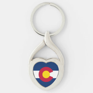 Colorado statsflagga twisted heart silverfärgad nyckelring