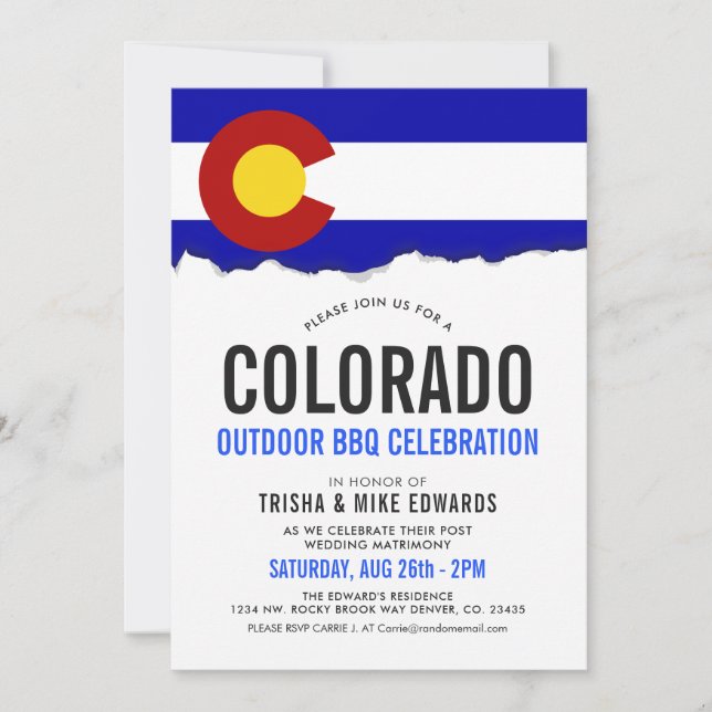 Colorado Thated BBQ | Party Flagga Inbjudan (Framsida)