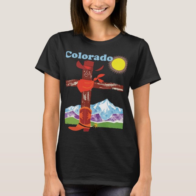 Colorado Totem Mountain, Rustik Retro Resa T Shirt (Framsida)