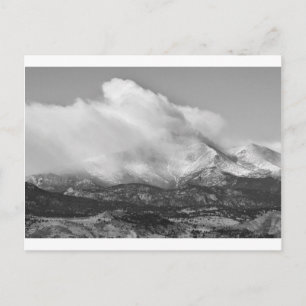 Colorado Twin Peaks Winter Weather View BW Vykort
