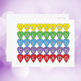 Colorado US Hearts Colorful Vykort