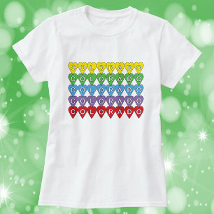 Colorado US State Hearts Rainbow T Shirt