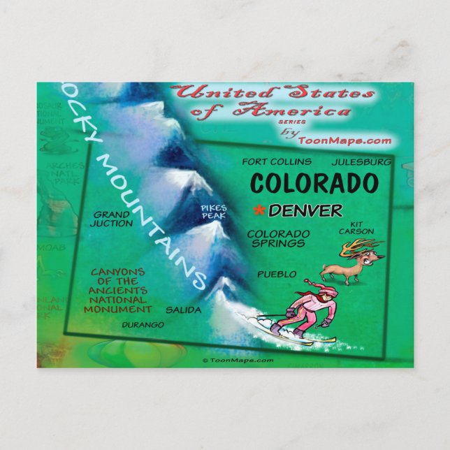 Colorado USA-kort Vykort (Framsida)