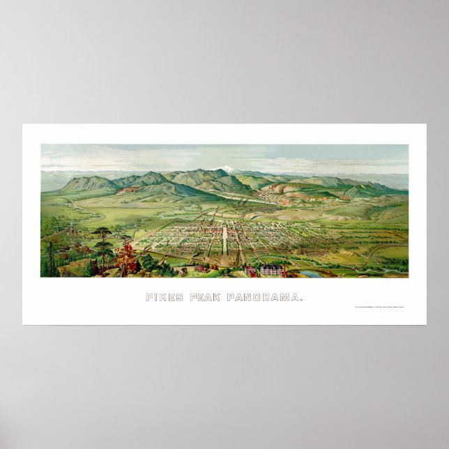 Colorado Vår, CO Panoramic Karta - 1890 Poster (Framsidan)