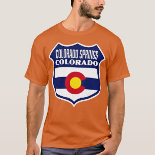 Colorado Vår Colorado Retro Flagga Shield Blue T Shirt