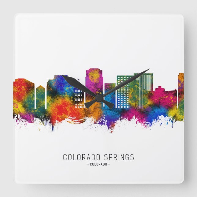 Colorado Vår Colorado Skyline Fyrkantig Klocka (Framsida)