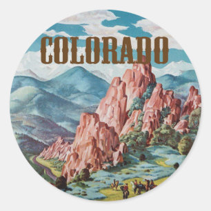 Colorado Vintage Mountain Scene Runt Klistermärke