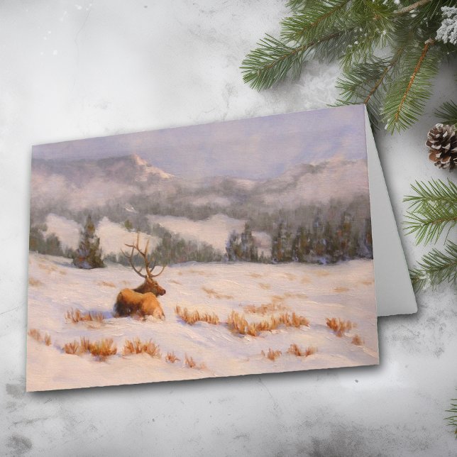 Colorado Winter Mountain Elk Card Helgkort (Skapare uppladdad)