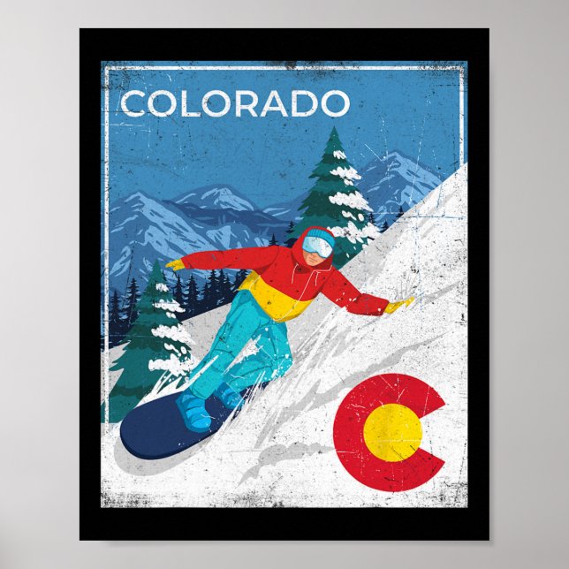 Colorado - Winter Snowboarder Snowboarder Poster (Framsidan)