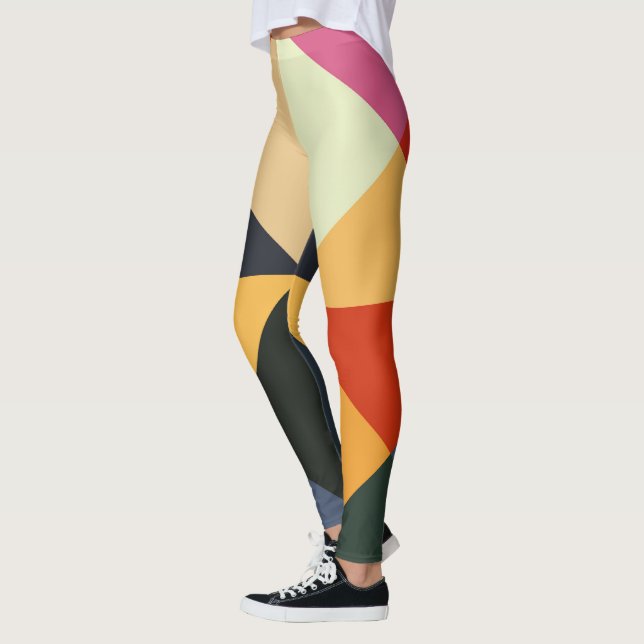 Colorblock Geometric Art Leggings (Vänster)