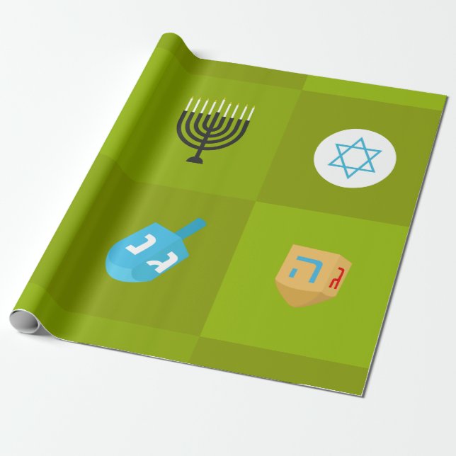 colorblock grönt hanukkah presentpapper (Utrullad)