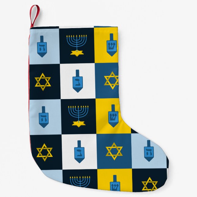 colorblock hebreiska hanukkah liten julstrumpa (Framsidan)