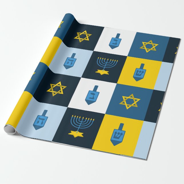 colorblock hebreiska hanukkah presentpapper (Utrullad)