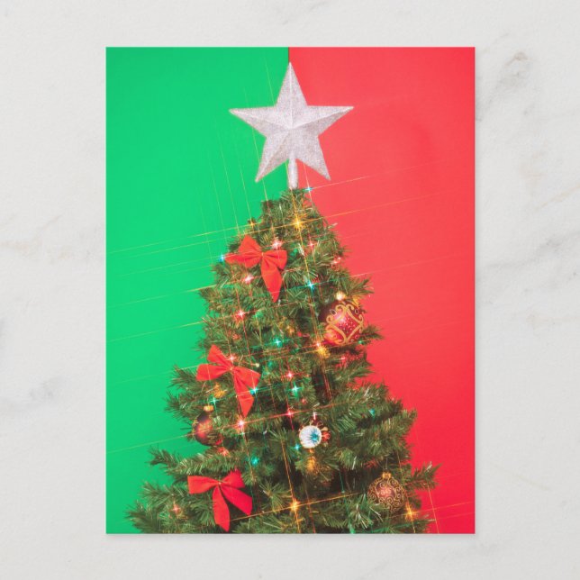 Colorblock julgran helg vykort (Framsida)