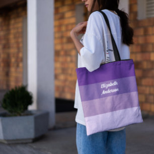 Colorblock Lila Vågrät Rand Tygkasse
