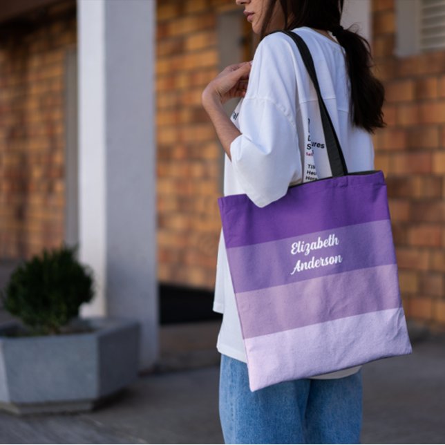 Colorblock Lila Vågrät Rand Tygkasse (Skapare uppladdad)