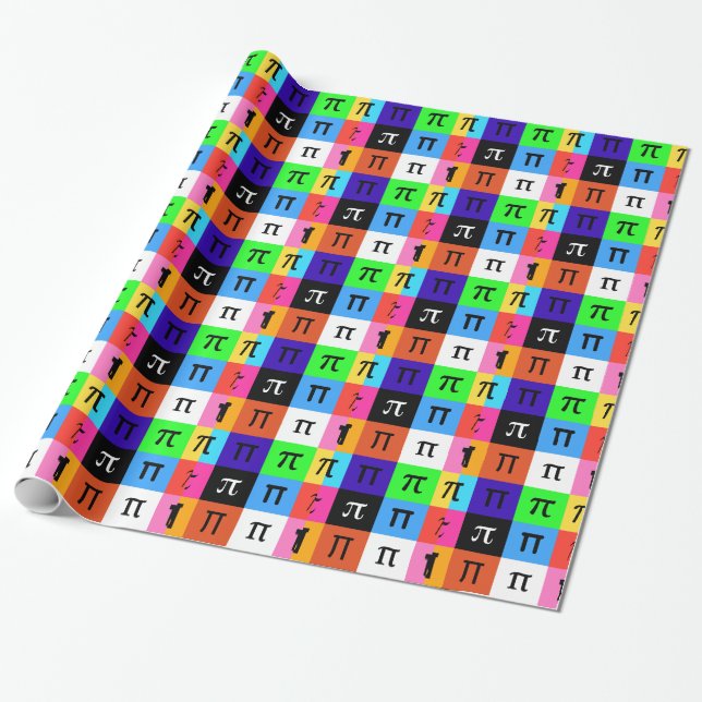 colorblock lycklig pi day presentpapper (Utrullad)
