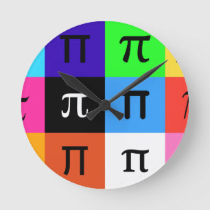 colorblock lycklig pi day rund klocka