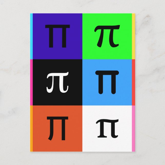 colorblock lycklig pi day vykort (Framsida)